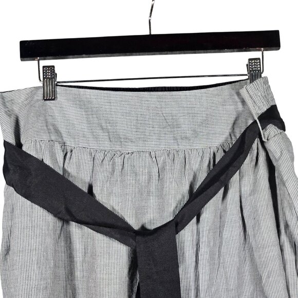 Whimsical Goth Victorian Preppy B W Striped Skirt Lace Hem Tie Waist Retro - Picture 3 of 12